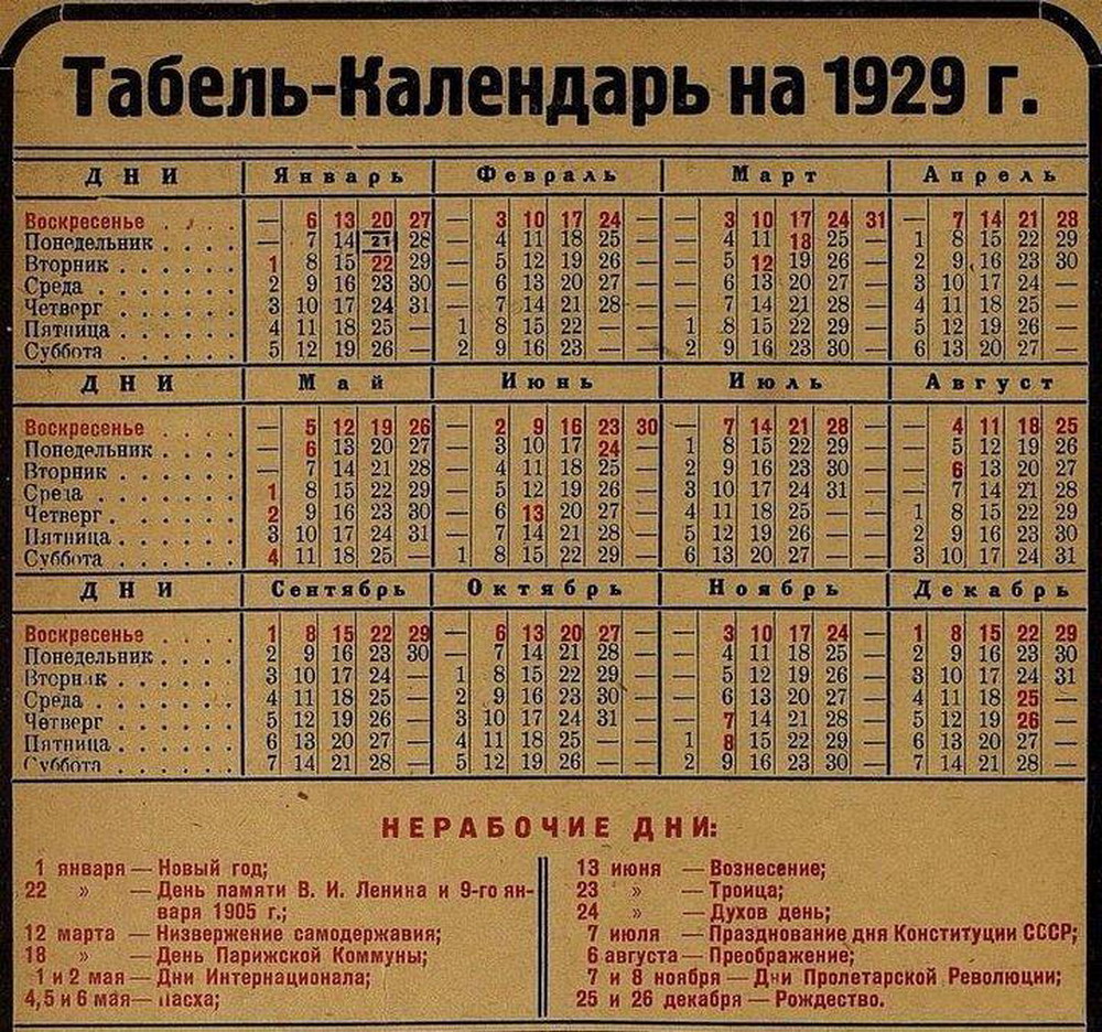 Почему в СССР последним днем недели являлось воскресенье